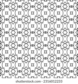 Stilvolle Textur mit Figuren aus Linien.
Abstraktes geometrisches Schwarz-Weiß-Muster für Webseiten, Texturen, Karten, Plakate, Gewebe, Textilien. Monochrome grafische Wiederholungsdesign. 
