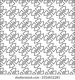Stylish texture with figures from lines.
Abstract geometric black and white pattern for web page, textures, card, poster, fabric, textile. Monochrome graphic repeating design. 