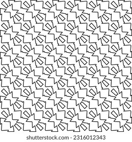 Stylish texture with figures from lines.
Abstract geometric black and white pattern for web page, textures, card, poster, fabric, textile. Monochrome graphic repeating design. 