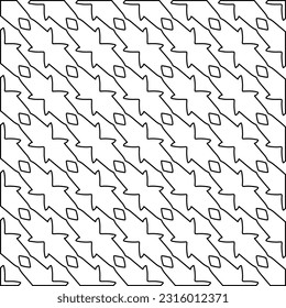 Stilvolle Textur mit Figuren aus Linien.
Abstraktes geometrisches Schwarz-Weiß-Muster für Webseiten, Texturen, Karten, Plakate, Gewebe, Textilien. Monochrome grafische Wiederholungsdesign. 