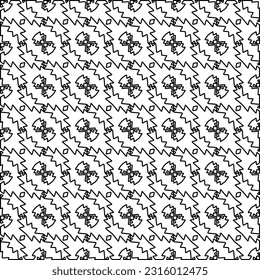 Stylish texture with figures from lines.
Abstract geometric black and white pattern for web page, textures, card, poster, fabric, textile. Monochrome graphic repeating design.