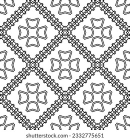 Stylish texture with figures from lines. Abstract geometric black and white pattern for web page, textures, card, poster, fabric, textile. Monochrome graphic repeating design. 