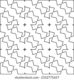 Stylish texture with figures from lines. Abstract geometric black and white pattern for web page, textures, card, poster, fabric, textile. Monochrome graphic repeating design. 