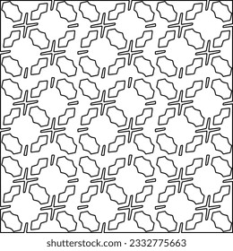 Stylish texture with figures from lines. Abstract geometric black and white pattern for web page, textures, card, poster, fabric, textile. Monochrome graphic repeating design. 