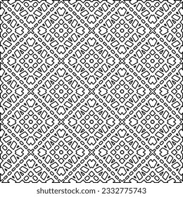 Stylish texture with figures from lines. Abstract geometric black and white pattern for web page, textures, card, poster, fabric, textile. Monochrome graphic repeating design. 