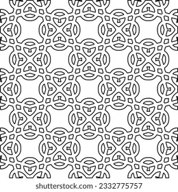 Stylish texture with figures from lines. Abstract geometric black and white pattern for web page, textures, card, poster, fabric, textile. Monochrome graphic repeating design. 