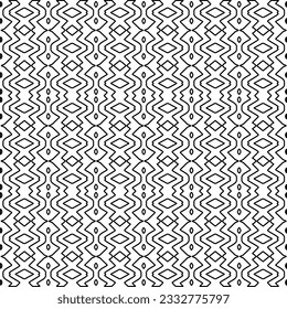Stilvolle Textur mit Figuren aus Linien. Abstraktes geometrisches Schwarz-Weiß-Muster für Webseiten, Texturen, Karten, Plakate, Gewebe, Textilien. Monochrome grafische Wiederholungsdesign. 