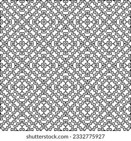 Stylish texture with figures from lines. Abstract geometric black and white pattern for web page, textures, card, poster, fabric, textile. Monochrome graphic repeating design. 