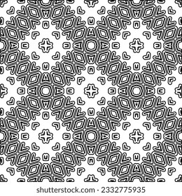 Stylish texture with figures from lines. Abstract geometric black and white pattern for web page, textures, card, poster, fabric, textile. Monochrome graphic repeating design. 
