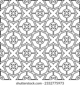 Stylish texture with figures from lines. Abstract geometric black and white pattern for web page, textures, card, poster, fabric, textile. Monochrome graphic repeating design. 