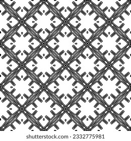 Stylish texture with figures from lines. Abstract geometric black and white pattern for web page, textures, card, poster, fabric, textile. Monochrome graphic repeating design. 