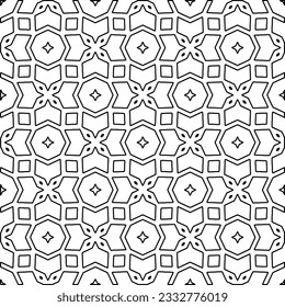Stylish texture with figures from lines. Abstract geometric black and white pattern for web page, textures, card, poster, fabric, textile. Monochrome graphic repeating design. 