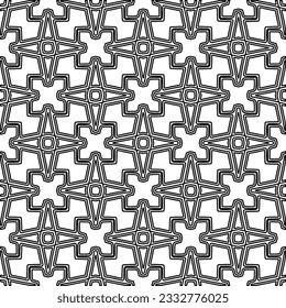 Stylish texture with figures from lines. Abstract geometric black and white pattern for web page, textures, card, poster, fabric, textile. Monochrome graphic repeating design. 