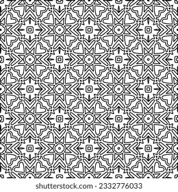 Stylish texture with figures from lines. Abstract geometric black and white pattern for web page, textures, card, poster, fabric, textile. Monochrome graphic repeating design. 