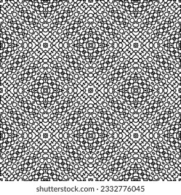 Stylish texture with figures from lines. Abstract geometric black and white pattern for web page, textures, card, poster, fabric, textile. Monochrome graphic repeating design. 