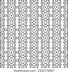 Stylish texture with figures from lines. Abstract geometric black and white pattern for web page, textures, card, poster, fabric, textile. Monochrome graphic repeating design. 
