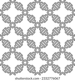 Stylish texture with figures from lines. Abstract geometric black and white pattern for web page, textures, card, poster, fabric, textile. Monochrome graphic repeating design. 