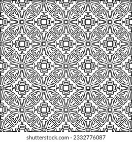 Stylish texture with figures from lines. Abstract geometric black and white pattern for web page, textures, card, poster, fabric, textile. Monochrome graphic repeating design. 