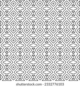 Stylish texture with figures from lines. Abstract geometric black and white pattern for web page, textures, card, poster, fabric, textile. Monochrome graphic repeating design. 