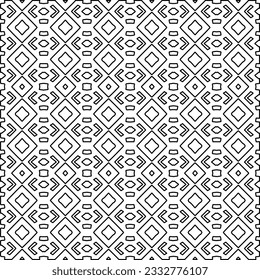 Stylish texture with figures from lines. Abstract geometric black and white pattern for web page, textures, card, poster, fabric, textile. Monochrome graphic repeating design. 