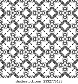 Stylish texture with figures from lines. Abstract geometric black and white pattern for web page, textures, card, poster, fabric, textile. Monochrome graphic repeating design. 