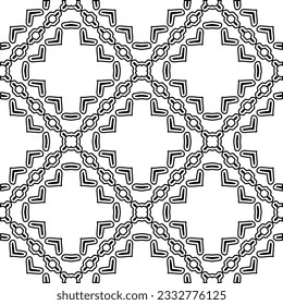 Stylish texture with figures from lines. Abstract geometric black and white pattern for web page, textures, card, poster, fabric, textile. Monochrome graphic repeating design. 