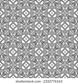 Stylish texture with figures from lines. Abstract geometric black and white pattern for web page, textures, card, poster, fabric, textile. Monochrome graphic repeating design. 