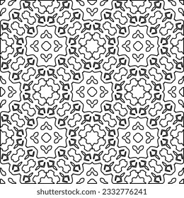 Stylish texture with figures from lines. Abstract geometric black and white pattern for web page, textures, card, poster, fabric, textile. Monochrome graphic repeating design. 