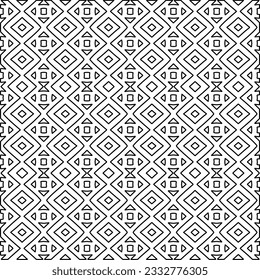 Stylish texture with figures from lines. Abstract geometric black and white pattern for web page, textures, card, poster, fabric, textile. Monochrome graphic repeating design. 