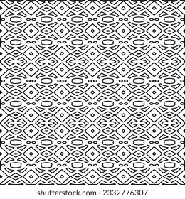 Stylish texture with figures from lines. Abstract geometric black and white pattern for web page, textures, card, poster, fabric, textile. Monochrome graphic repeating design. 