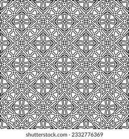 Stylish texture with figures from lines. Abstract geometric black and white pattern for web page, textures, card, poster, fabric, textile. Monochrome graphic repeating design. 