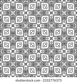 Stylish texture with figures from lines. Abstract geometric black and white pattern for web page, textures, card, poster, fabric, textile. Monochrome graphic repeating design. 