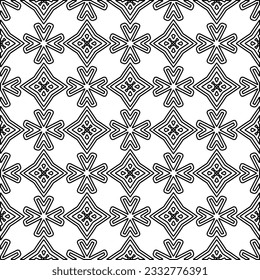 Stylish texture with figures from lines. Abstract geometric black and white pattern for web page, textures, card, poster, fabric, textile. Monochrome graphic repeating design. 