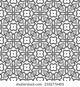Stylish texture with figures from lines. Abstract geometric black and white pattern for web page, textures, card, poster, fabric, textile. Monochrome graphic repeating design. 