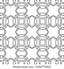 Stylish texture with figures from lines. Abstract geometric black and white pattern for web page, textures, card, poster, fabric, textile. Monochrome graphic repeating design. 