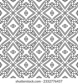 Stylish texture with figures from lines. Abstract geometric black and white pattern for web page, textures, card, poster, fabric, textile. Monochrome graphic repeating design. 