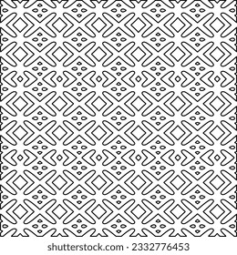Stylish texture with figures from lines. Abstract geometric black and white pattern for web page, textures, card, poster, fabric, textile. Monochrome graphic repeating design. 