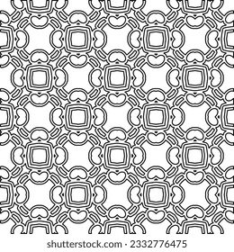Stylish texture with figures from lines. Abstract geometric black and white pattern for web page, textures, card, poster, fabric, textile. Monochrome graphic repeating design. 