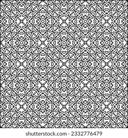 Stylish texture with figures from lines. Abstract geometric black and white pattern for web page, textures, card, poster, fabric, textile. Monochrome graphic repeating design. 