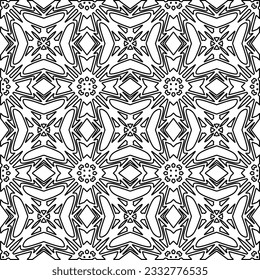 Stylish texture with figures from lines. Abstract geometric black and white pattern for web page, textures, card, poster, fabric, textile. Monochrome graphic repeating design. 