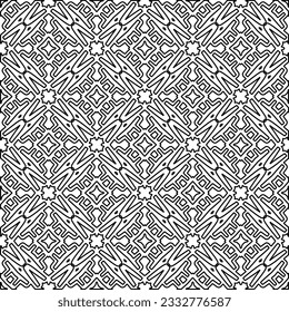 Stylish texture with figures from lines. Abstract geometric black and white pattern for web page, textures, card, poster, fabric, textile. Monochrome graphic repeating design. 