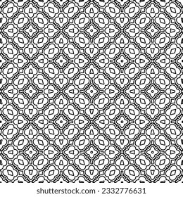 Stylish texture with figures from lines. Abstract geometric black and white pattern for web page, textures, card, poster, fabric, textile. Monochrome graphic repeating design. 
