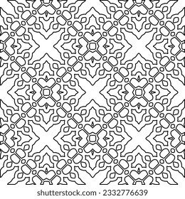 Stylish texture with figures from lines. Abstract geometric black and white pattern for web page, textures, card, poster, fabric, textile. Monochrome graphic repeating design. 