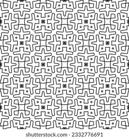 Stylish texture with figures from lines. Abstract geometric black and white pattern for web page, textures, card, poster, fabric, textile. Monochrome graphic repeating design. 