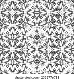 Stylish texture with figures from lines. Abstract geometric black and white pattern for web page, textures, card, poster, fabric, textile. Monochrome graphic repeating design. 