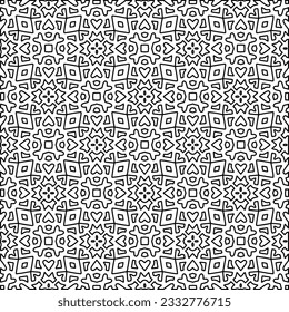 Stylish texture with figures from lines. Abstract geometric black and white pattern for web page, textures, card, poster, fabric, textile. Monochrome graphic repeating design. 