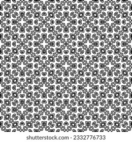 Stylish texture with figures from lines. Abstract geometric black and white pattern for web page, textures, card, poster, fabric, textile. Monochrome graphic repeating design. 