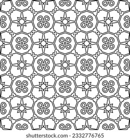 Stylish texture with figures from lines. Abstract geometric black and white pattern for web page, textures, card, poster, fabric, textile. Monochrome graphic repeating design. 