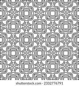 Stylish texture with figures from lines. Abstract geometric black and white pattern for web page, textures, card, poster, fabric, textile. Monochrome graphic repeating design. 
