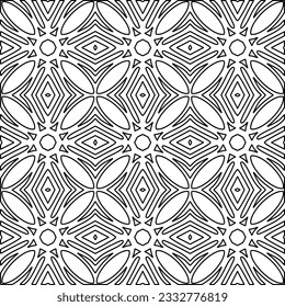 Stylish texture with figures from lines. Abstract geometric black and white pattern for web page, textures, card, poster, fabric, textile. Monochrome graphic repeating design. 